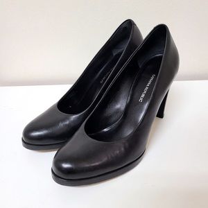 Banana Republic Blk Leather Platform Heels Sz 6.5